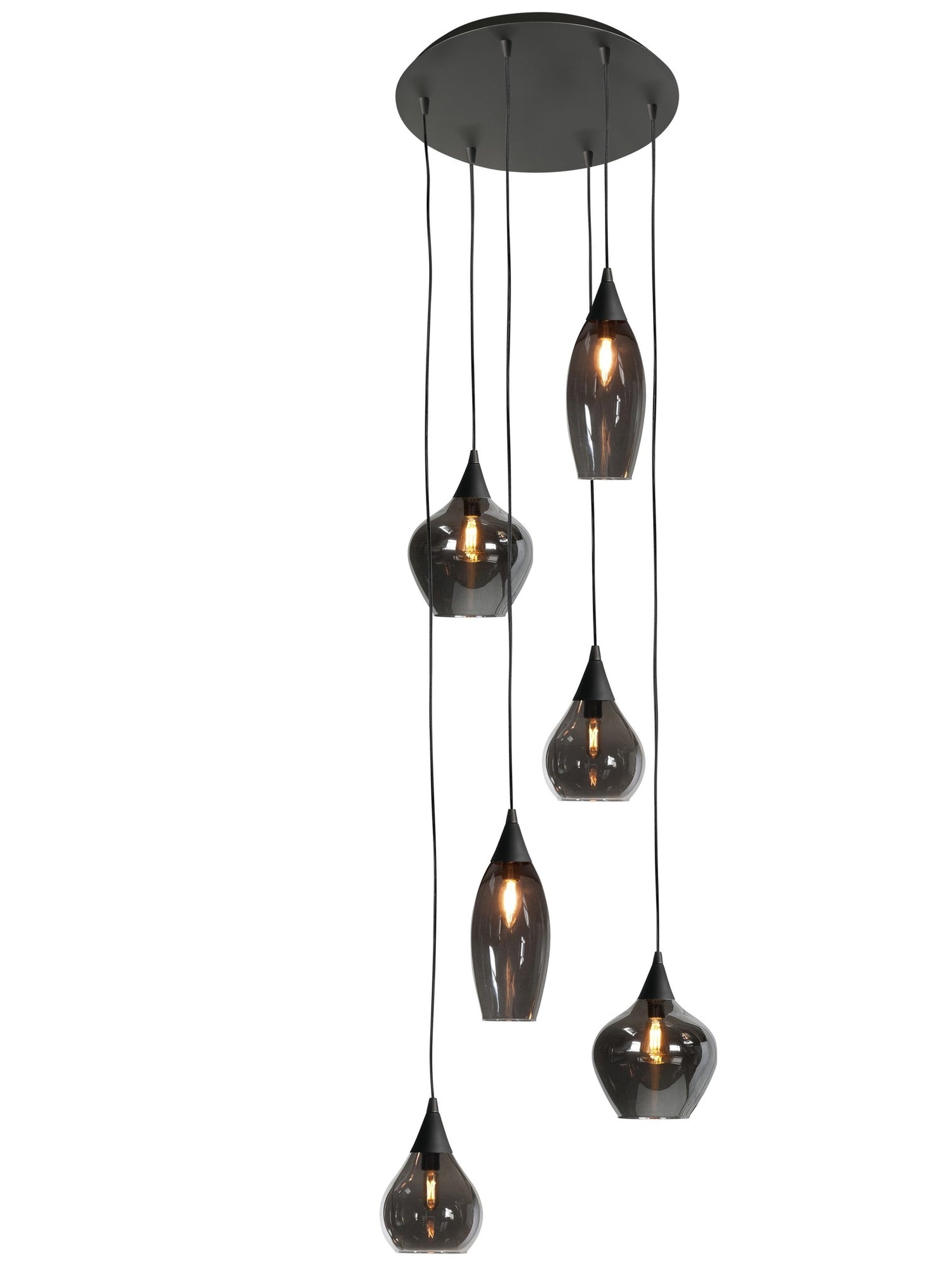 Highlight Hanglamp Cambio Black & Smoke  6 Lichts