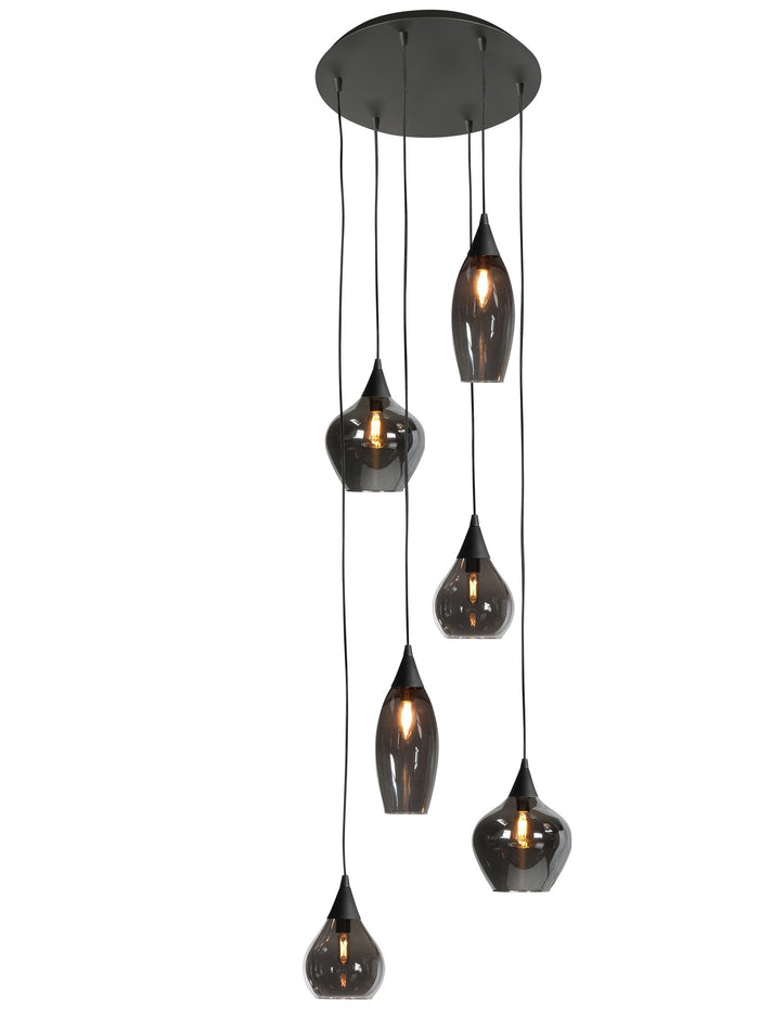 Highlight Hanglamp Cambio Black & Smoke  6 Lichts