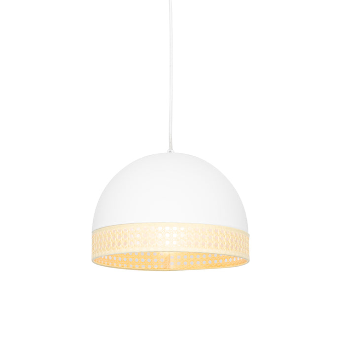 QAZQA Hanglamp magna-rotan - Wit - Oosters - D 300mm