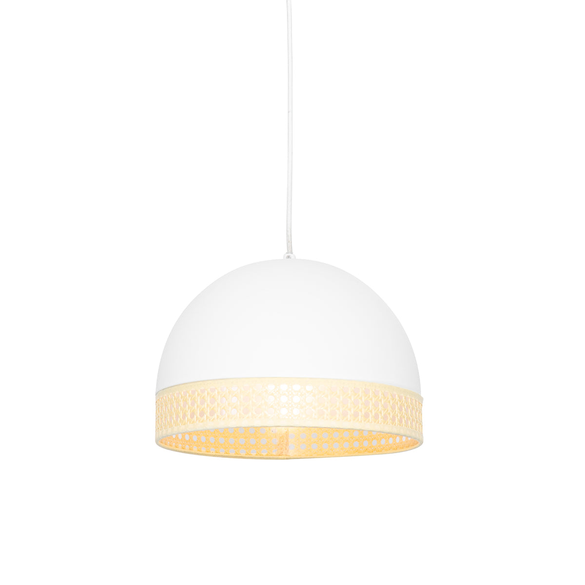 QAZQA Hanglamp magna-rotan - Wit - Oosters - D 300mm