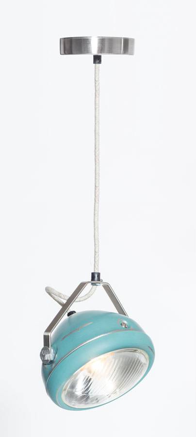 Het Lichtlab No.5 hanglamp koplamp aqua geschuurd