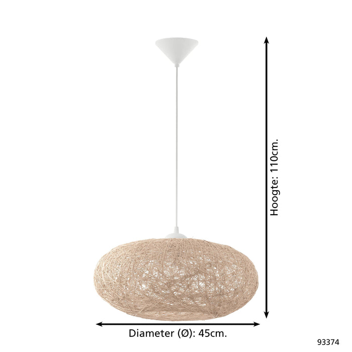 EGLO Campilo - Hanglamp - 1 Lichts - Ø45cm - Wit - Beige