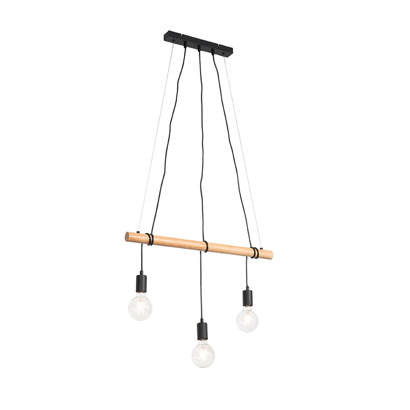 QAZQA Hanglamp dami - Zwart - Landelijk - L 70cm