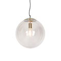 QAZQA Moderne hanglamp messing met smoke glas 40 cm - Ball