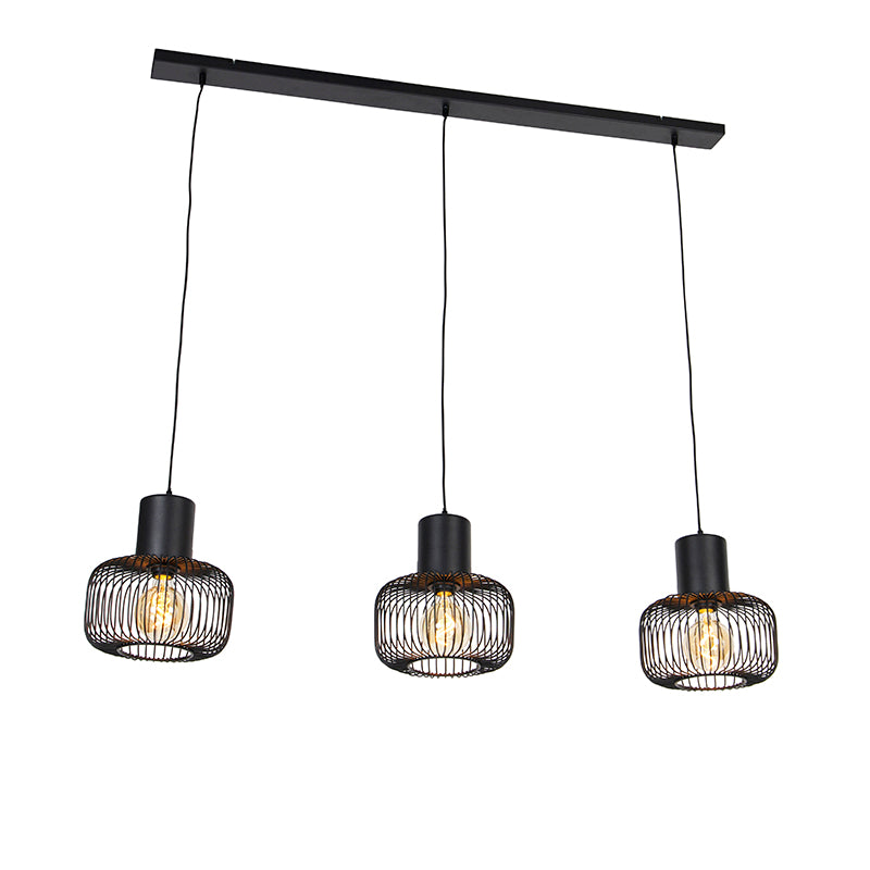 QAZQA Hanglamp baya - Zwart - Design - L 120cm