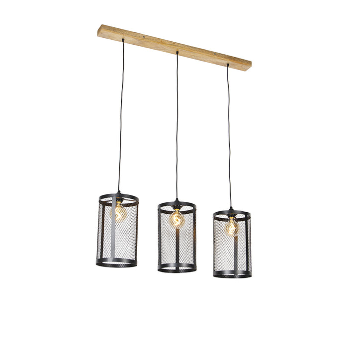 QAZQA Hanglamp cage_robusto - Bruin - Industrieel - L 100cm
