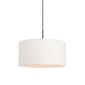 QAZQA Moderne hanglamp zwart met witte kap 50 cm - Combi 1