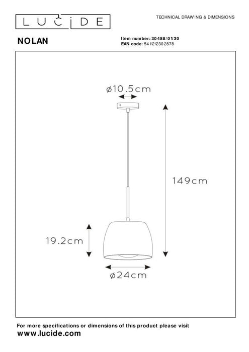 Lucide NOLAN Hanglamp - Zwart