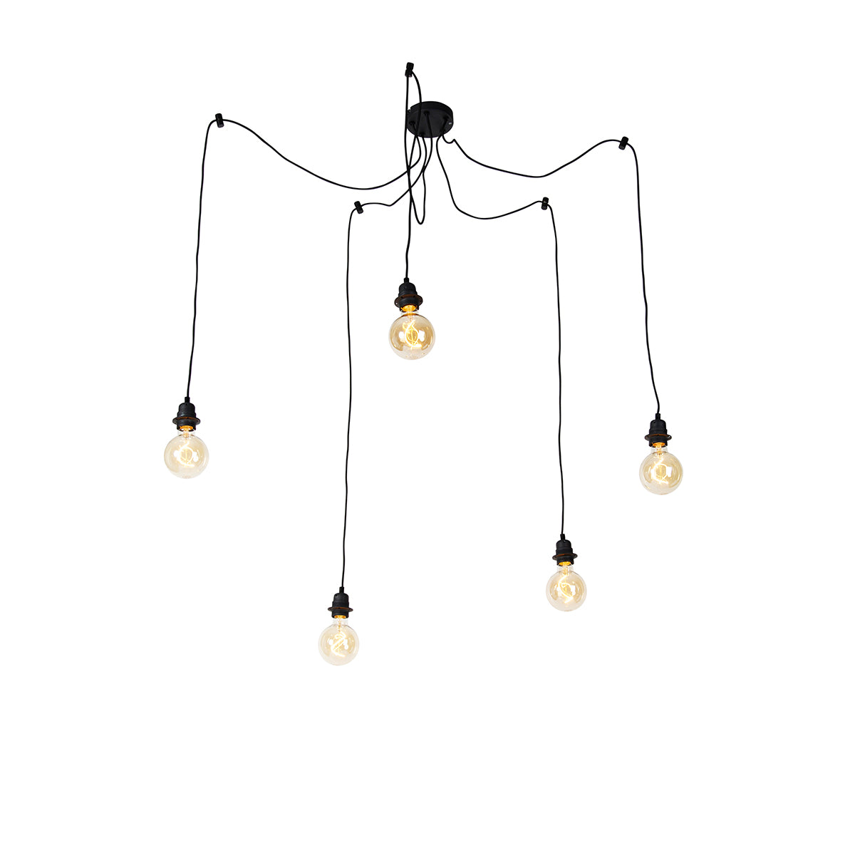 QAZQA Industriële hanglamp zwart 5-lichts - Cava