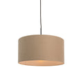 QAZQA Landelijke hanglamp zwart met beige kap 50cm - Combi