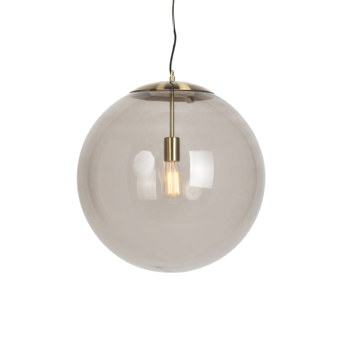 QAZQA +Moderne hanglamp messing met smoke glas 50 cm - Ball