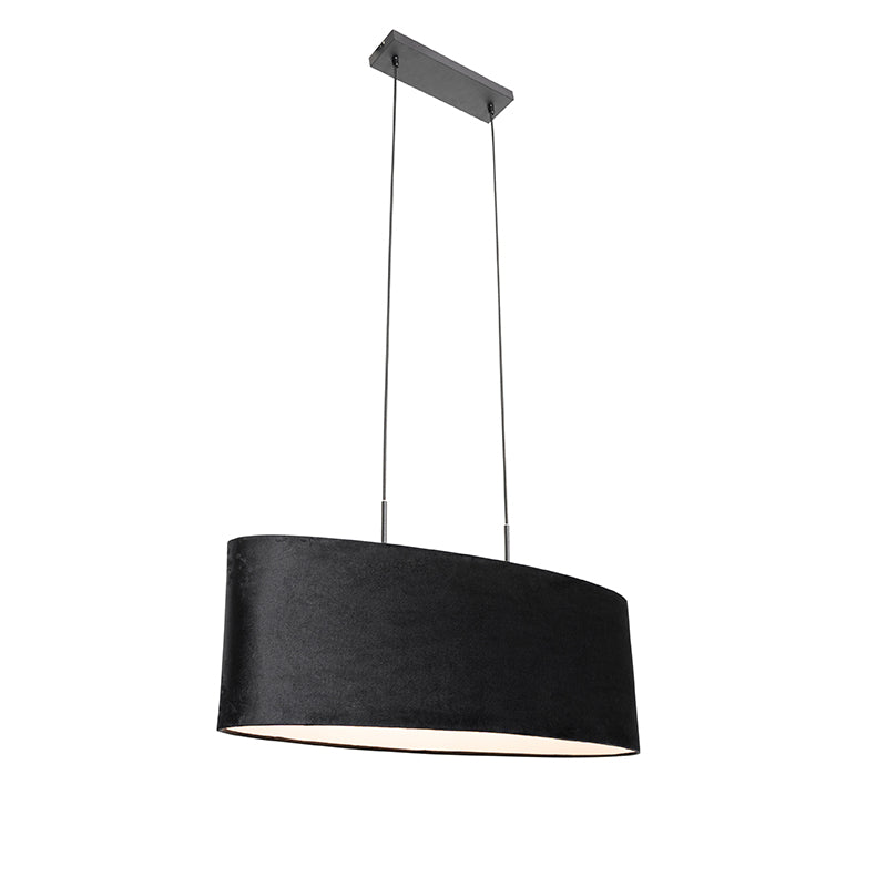 QAZQA Hanglamp tanbor - Zwart - Modern - L 75cm