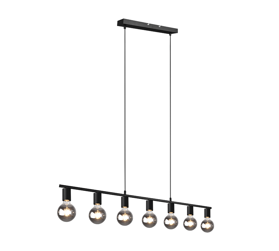 Reality Vannes Hanglamp 7X E27 Max 40W Mat Zwart