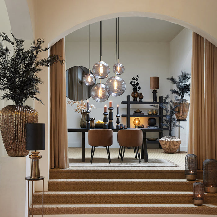 Light&living Hanglamp Ø30 cm MAGDALA glas licht grijs+goud