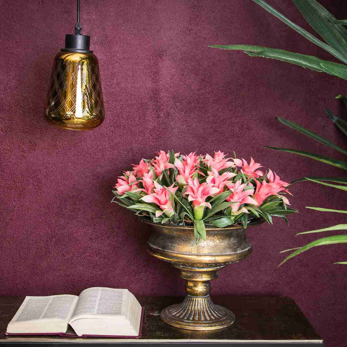 PTMD Doreen Hanglamp - 14 x 14 x 23 cm - Glas - Goud