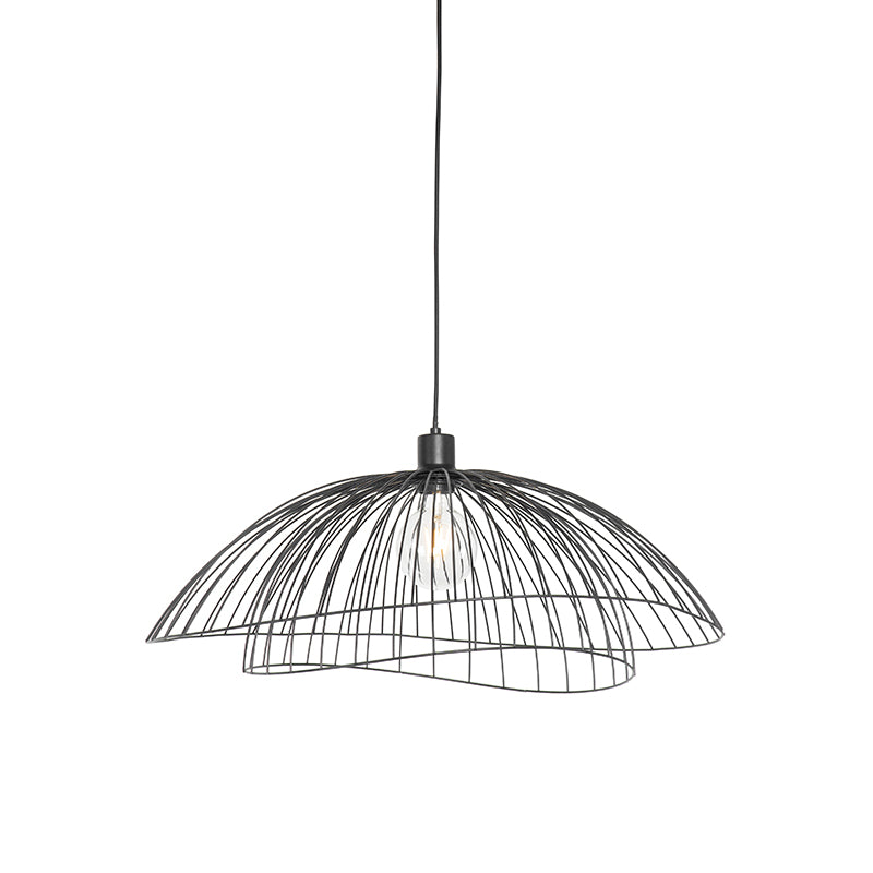 QAZQA Design hanglamp zwart met dubbele kap 66cm - Pua