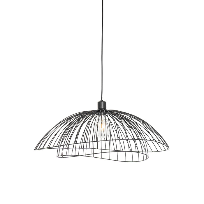QAZQA Design hanglamp zwart met dubbele kap 66cm - Pua