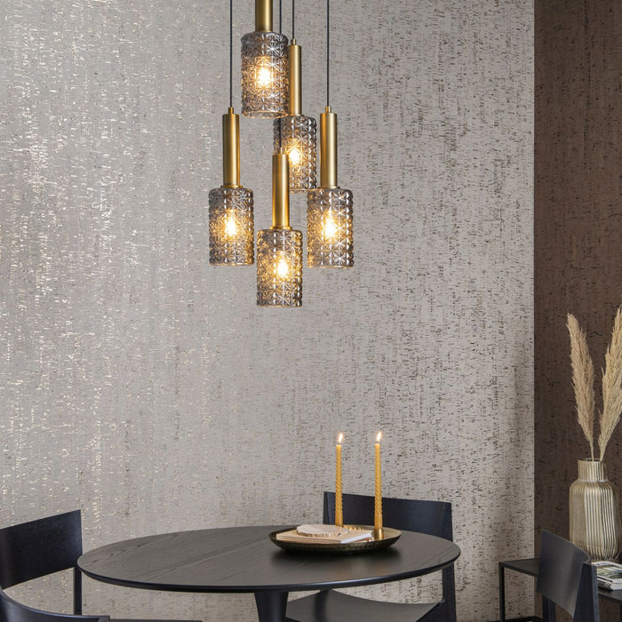 Lucide CORALIE Hanglamp 5xE27 - Mat Goud | Messing
