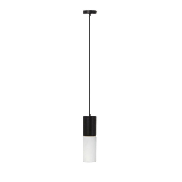 Home sweet home Cilinder Hanglamp - Zwart metaal | wit glas