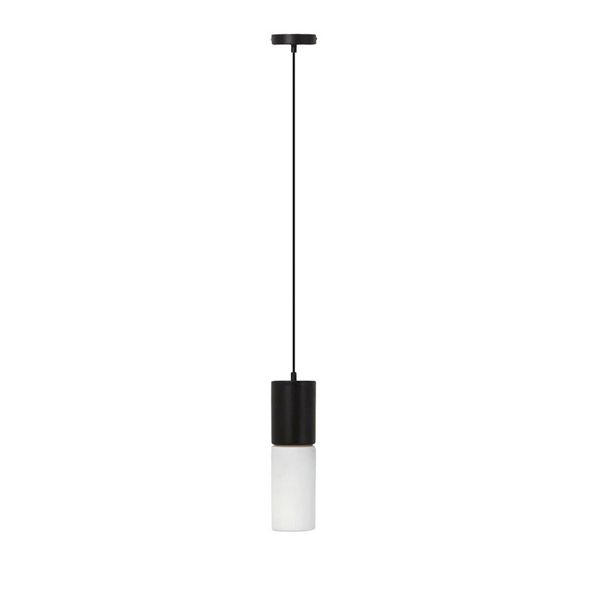 Home sweet home Cilinder Hanglamp - Zwart metaal | wit glas