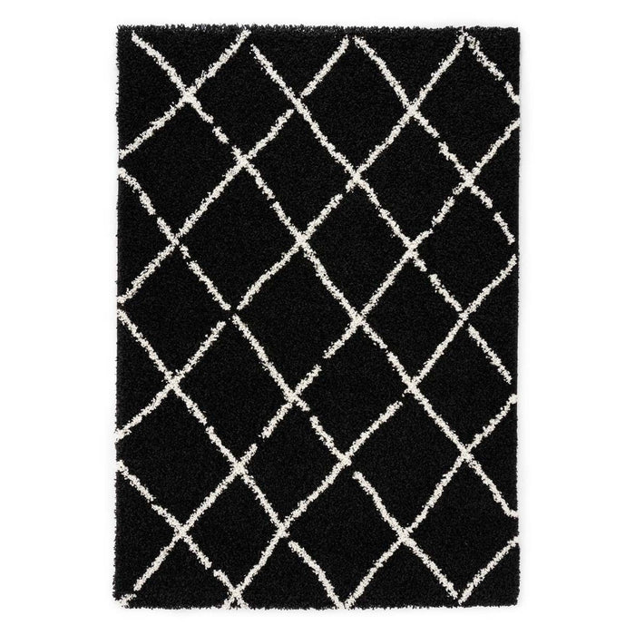 Boho&me Hoogpolig vloerkleed ruiten Habitat - zwart|wit - 160x230 cm