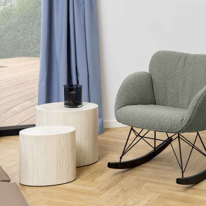 by fonQ Dice Bijzettafel Set van 2 - Ovaal - Crème