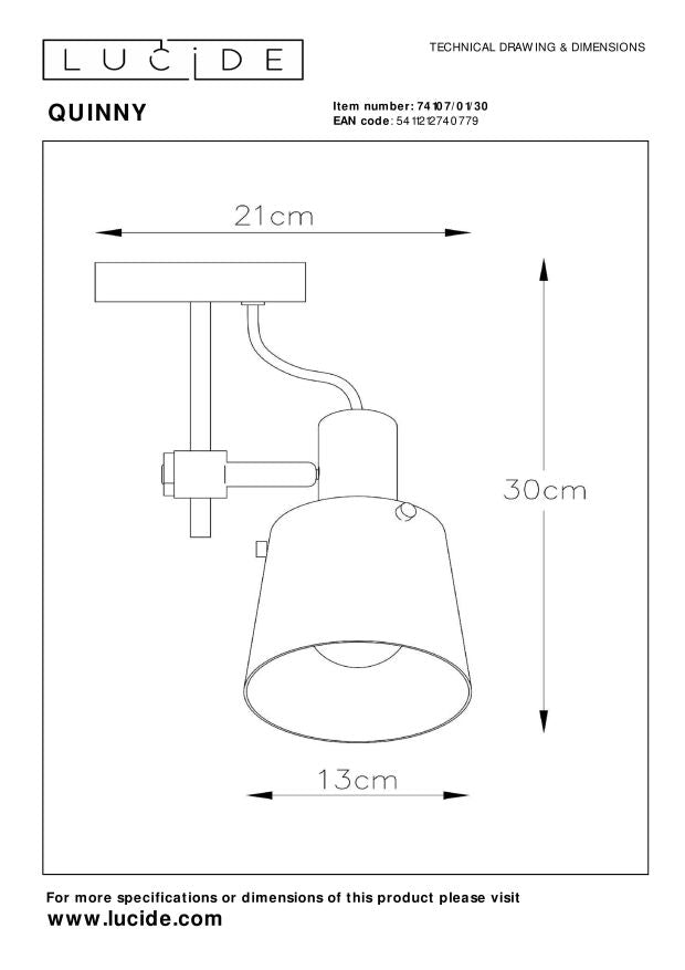 Lucide QUINNY Plafondspot - Zwart