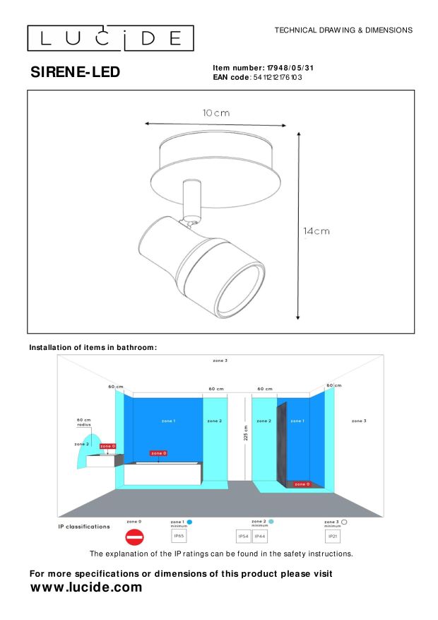 Lucide SIRENE-LED Plafondspot - Wit