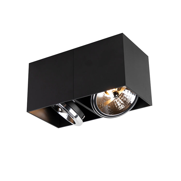 QAZQA Design spot rechthoekig 2-lichts zwart incl. 2 x G9 - Box