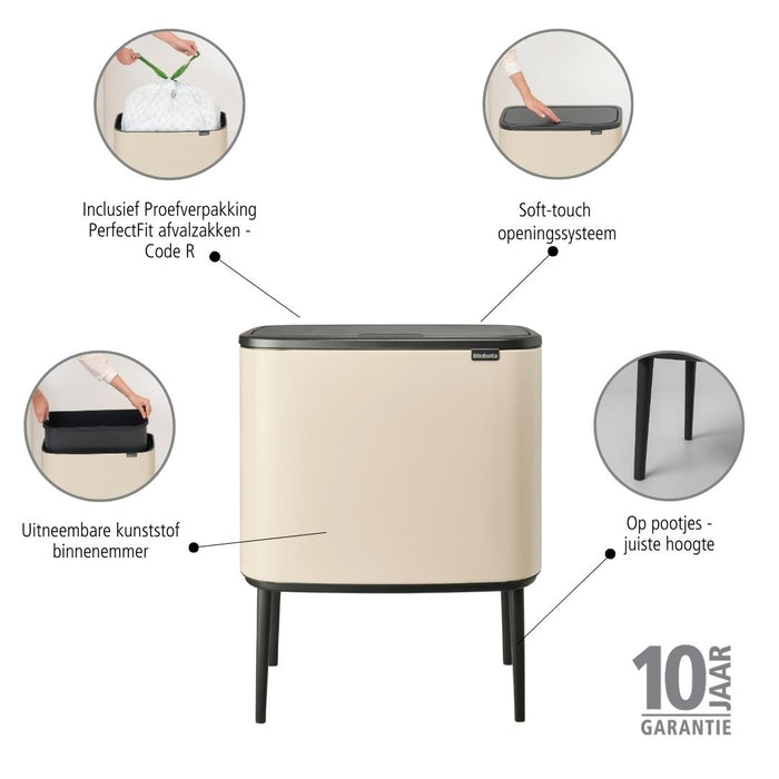 Brabantia Bo Touch Bin Afvalemmer 36 Liter - Soft Beige