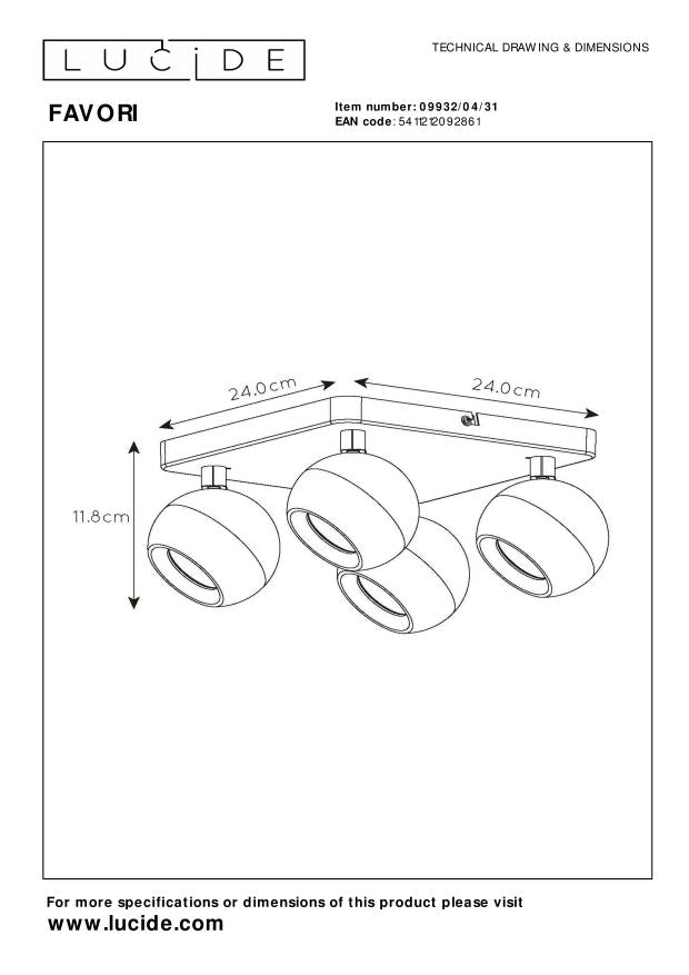 Lucide FAVORI Plafondspot - Wit