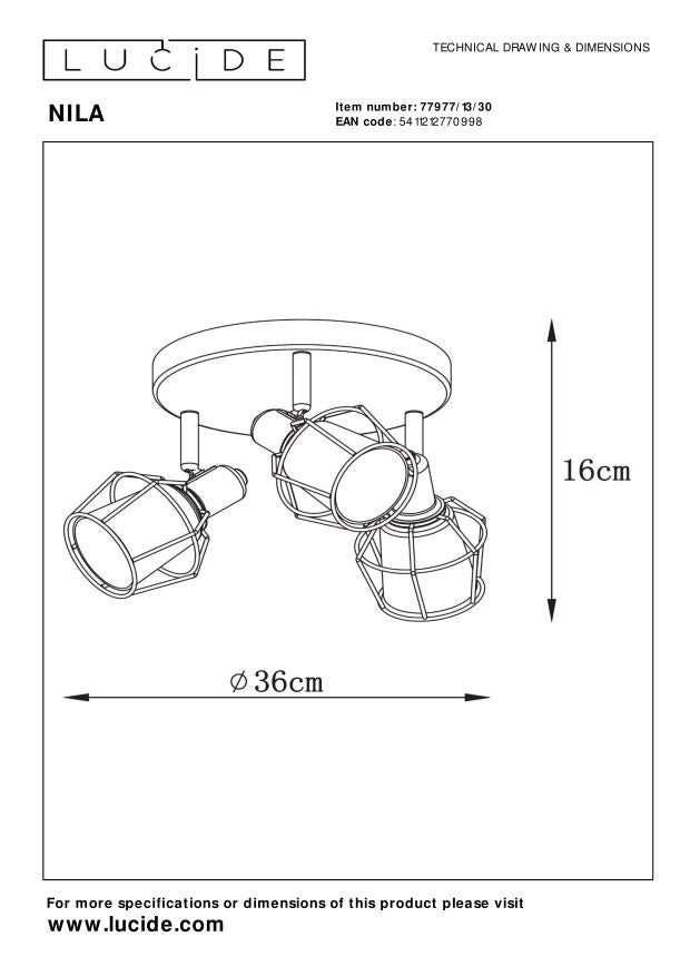 Lucide NILA Plafondspot - Zwart