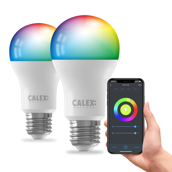 Calex Slimme LED Lamp - 2 stuks - E27- RGB en Warm Wit - 9.4W