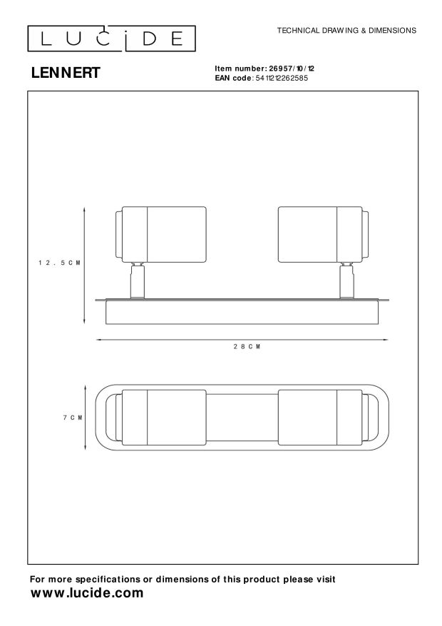 Lucide LENNERT Plafondspot - Mat chroom