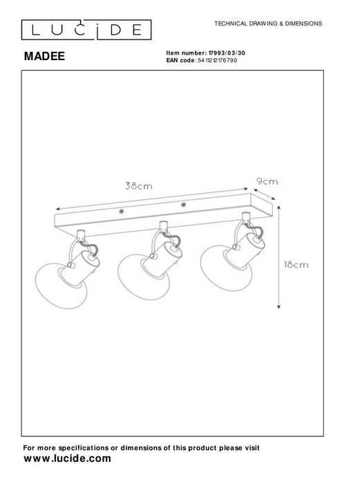 Lucide MADEE Plafondspot - Zwart