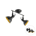 QAZQA Industriële spot zwart met goud 2-lichts - Tommy