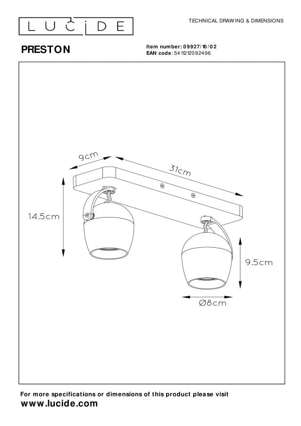 Lucide PRESTON Plafondspot - Mat Goud | Messing
