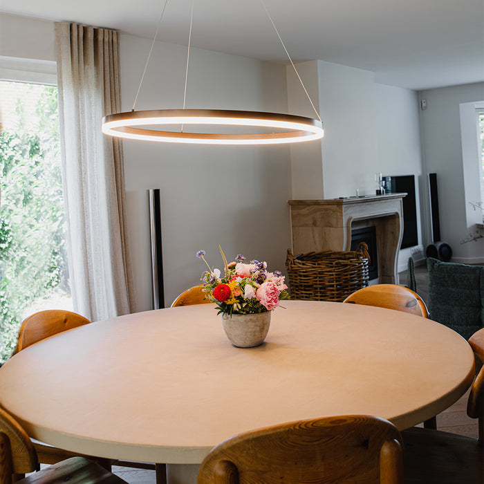 QAZQA Hanglamp donkerbrons 80 cm incl. LED 3-staps dimbaar - Anello