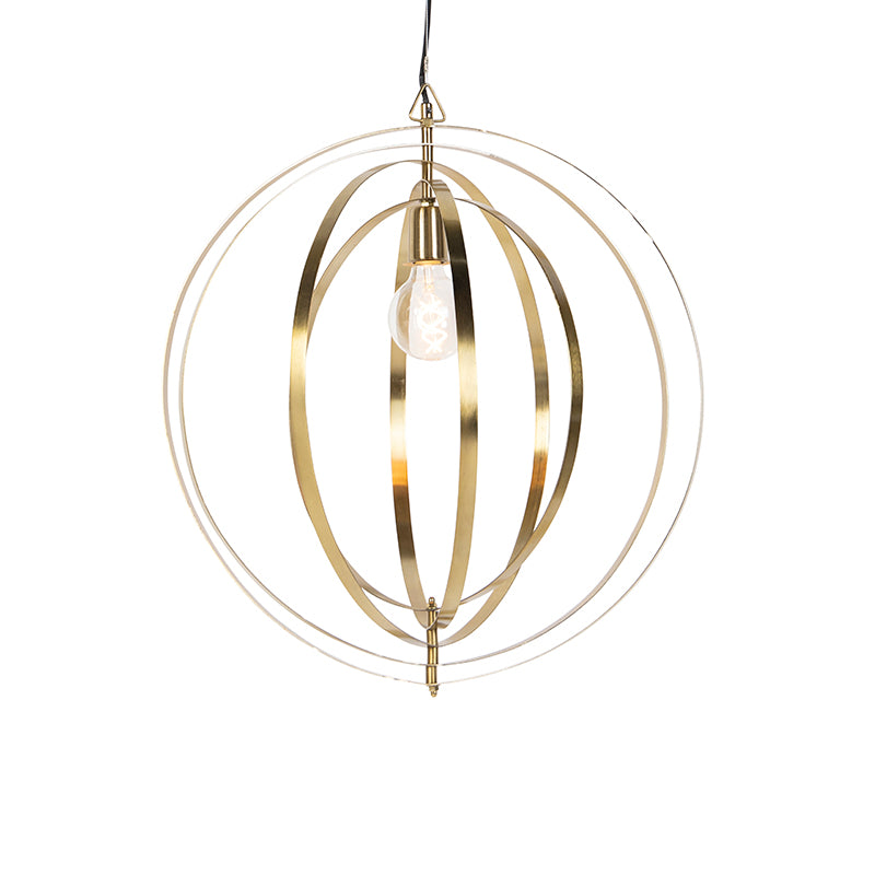 QAZQA Vintage hanglamp messing draaibaar - Rings