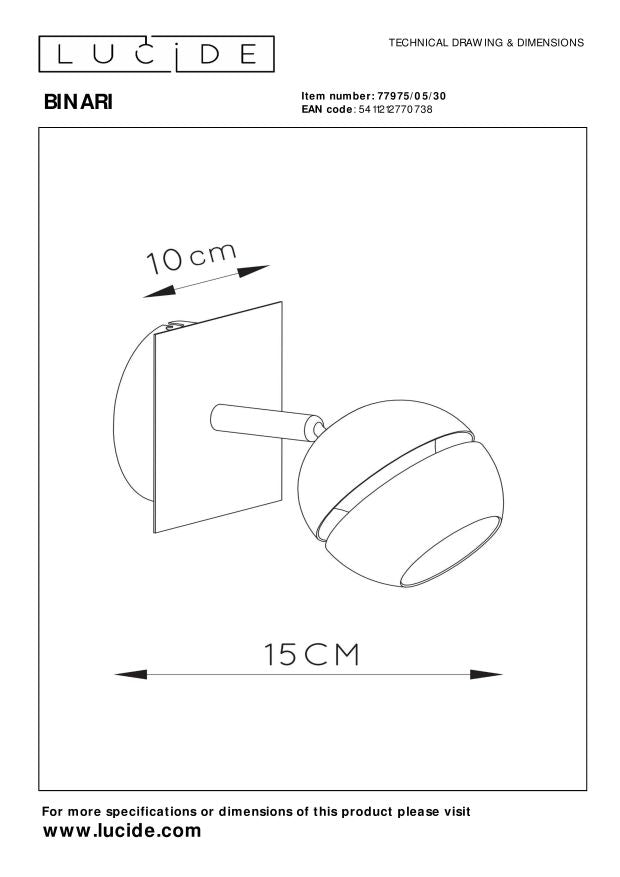 Lucide BINARI Plafondspot - Zwart