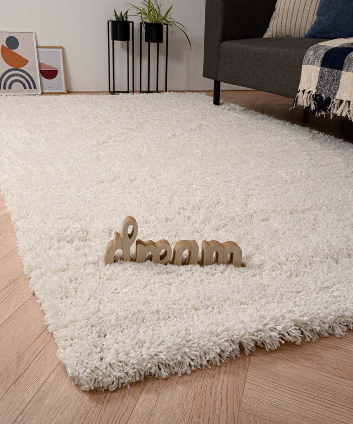 Tapeso Hoogpolig vloerkleed - Cozy Shaggy - wit - 160x230 cm