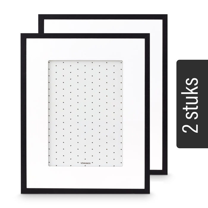vtwonen Fotolijsten - 2 Stuks - Passe-Partout - Zwart - 18x23cm