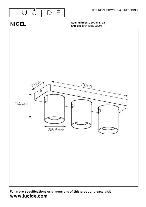 Lucide NIGEL Plafondspot - Mat Goud | Messing