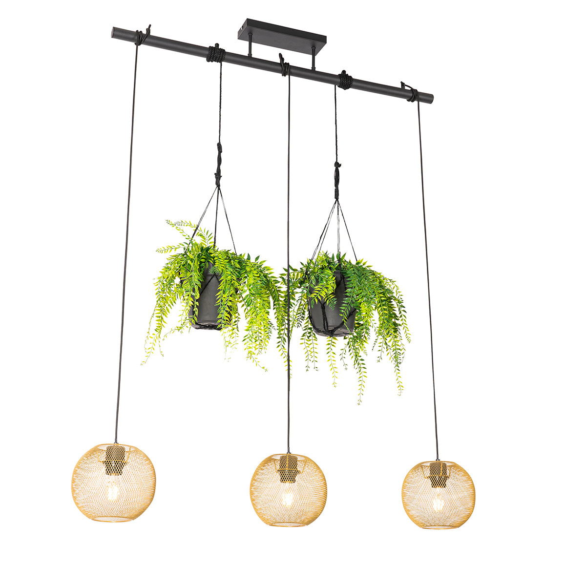 QAZQA Industriële hanglamp goud 3-lichts - Flor