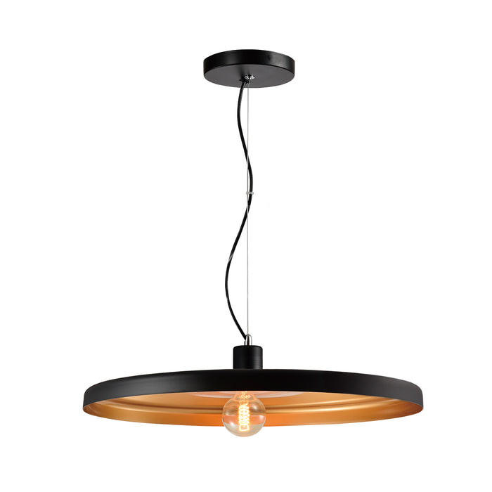 QUVIO Hanglamp rond zwart met gouden binnenkant -