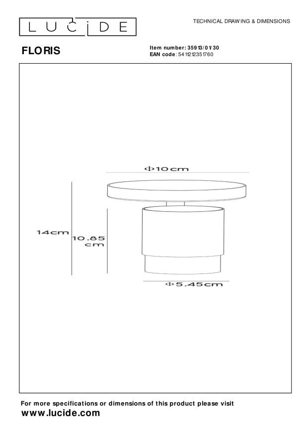 Lucide FLORIS Plafondspot - Zwart