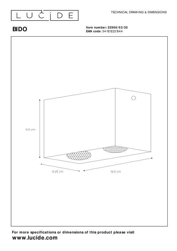 Lucide BIDO Plafondspot - Zwart