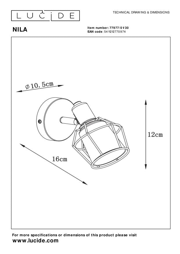 Lucide NILA Plafondspot - Zwart