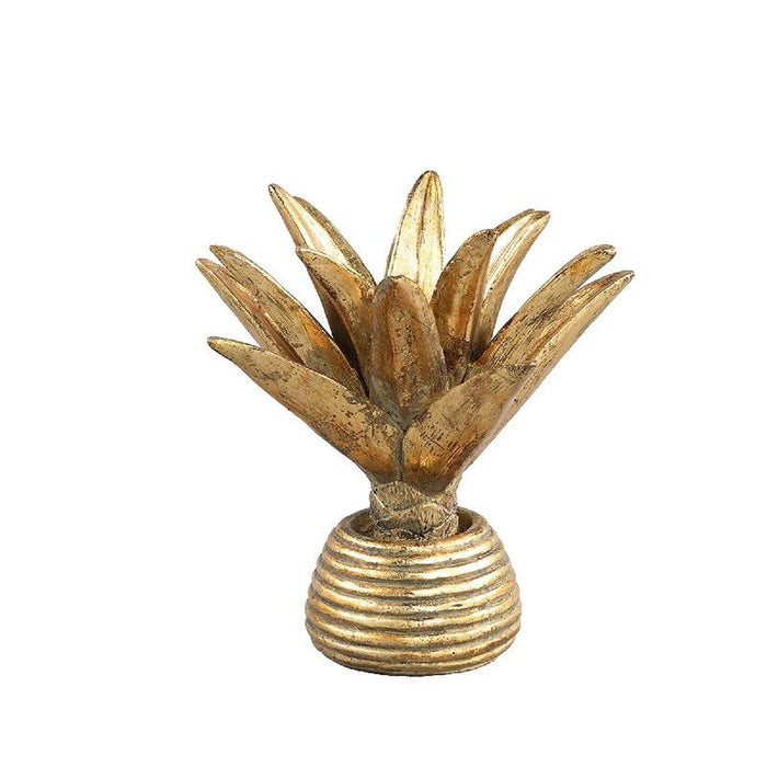 PTMD Kenny Ronde Kandelaar Palm - H15 x Ø15 cm - Poly - Goud