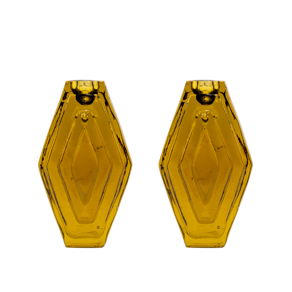 Brût Homeware, Set van 2 Kaarshouder, Hexagon, amber bruin